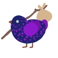 A navy and violet chicken with a speckle pattern