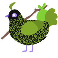 A black and chartreuse chicken with a double-lace pattern