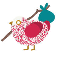 A white and crimson chicken with a double-lace pattern