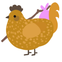 A ochre and orange chicken with a speckle pattern