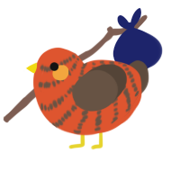 A vermilion and bark chicken with a bar pattern