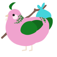 A pink and leaf chicken with a neck-band pattern