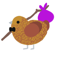 A gold and russet chicken with a double-lace pattern