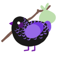 A sable and blurple chicken with a half-lace pattern