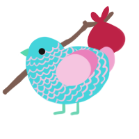 A aqua and pink chicken with a lace pattern