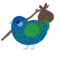 A ultramarine and viridian chicken with a lace pattern