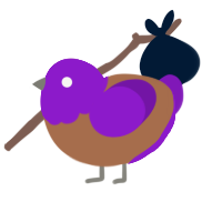A brown and violet chicken with a head pattern