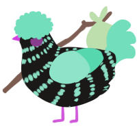 A sable and mint chicken with a bar pattern