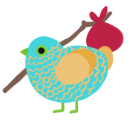 A aqua and honey chicken with a lace pattern