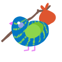 A sapphire and grass chicken with a bar pattern