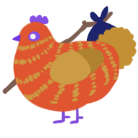 A vermilion and gold chicken with a bar pattern