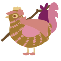 Razzmatazz, a gold and lavender chicken with a bar pattern
