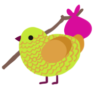 A lime and orange chicken with a lace pattern
