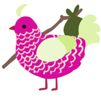 A fuchsia and apple chicken with a lace pattern