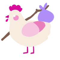 A cream and pink chicken