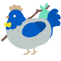 A silver and ultramarine chicken with a head pattern