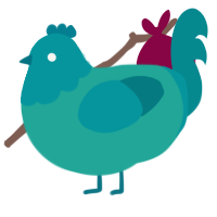 A turquoise and teal chicken with a head pattern