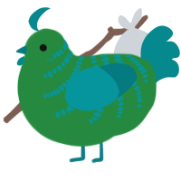 A viridian and teal chicken with a half-bar pattern