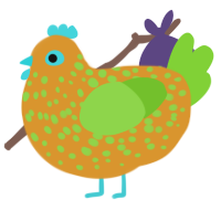 Citrus, a orange and grass chicken with a speckle pattern