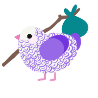 A white and blurple chicken with a double-lace pattern