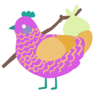 A orchid and honey chicken with a head pattern