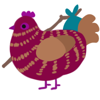 A maroon and brown chicken with a bar pattern