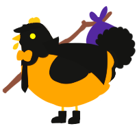 A orange and black chicken with a head pattern