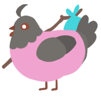 A pink and grey chicken with a head pattern
