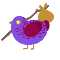 A blurple and maroon chicken with a half-lace pattern