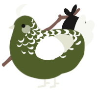A olive and white chicken with a half-lace pattern