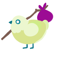 A lemon and apple chicken with a head pattern