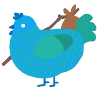 A sky and turquoise chicken with a lace pattern