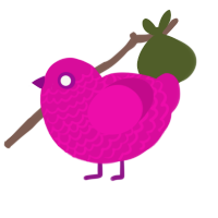 A fuchsia chicken with a lace pattern