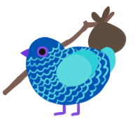 A ultramarine and aqua chicken with a lace pattern