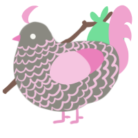 A ash and pink chicken with a lace pattern