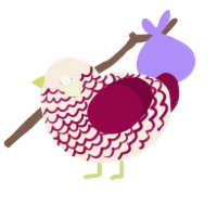 A cream and maroon chicken with a lace pattern