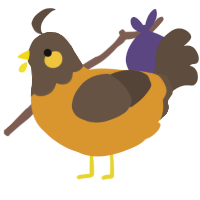 A orange and bark chicken with a head pattern