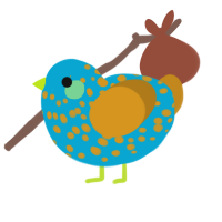 A cerulean and ochre chicken with a speckle pattern