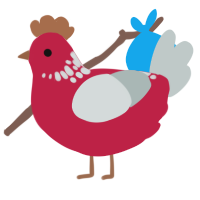 A crimson and silver chicken with a neck-speckle pattern
