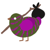 A olive and plum chicken with a bar pattern