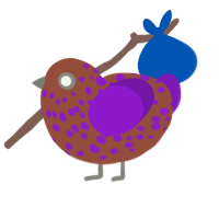 A russet and violet chicken with a speckle pattern