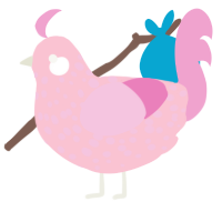 A rose and pink chicken with a speckle pattern