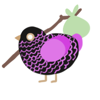 A sable and orchid chicken with a lace pattern