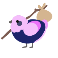 A navy and lavender chicken with a head pattern