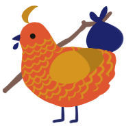 Tai, a vermilion and ochre chicken with a lace pattern
