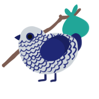 A mist and navy chicken with a lace pattern