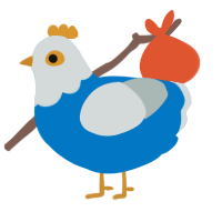 A sapphire and silver chicken with a head pattern