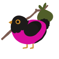 A fuchsia and sable chicken with a head pattern