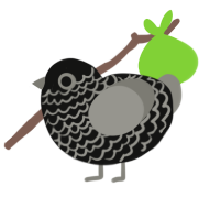 A black and ash chicken with a lace pattern