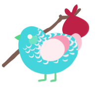 A aqua and rose chicken with a half-lace pattern
